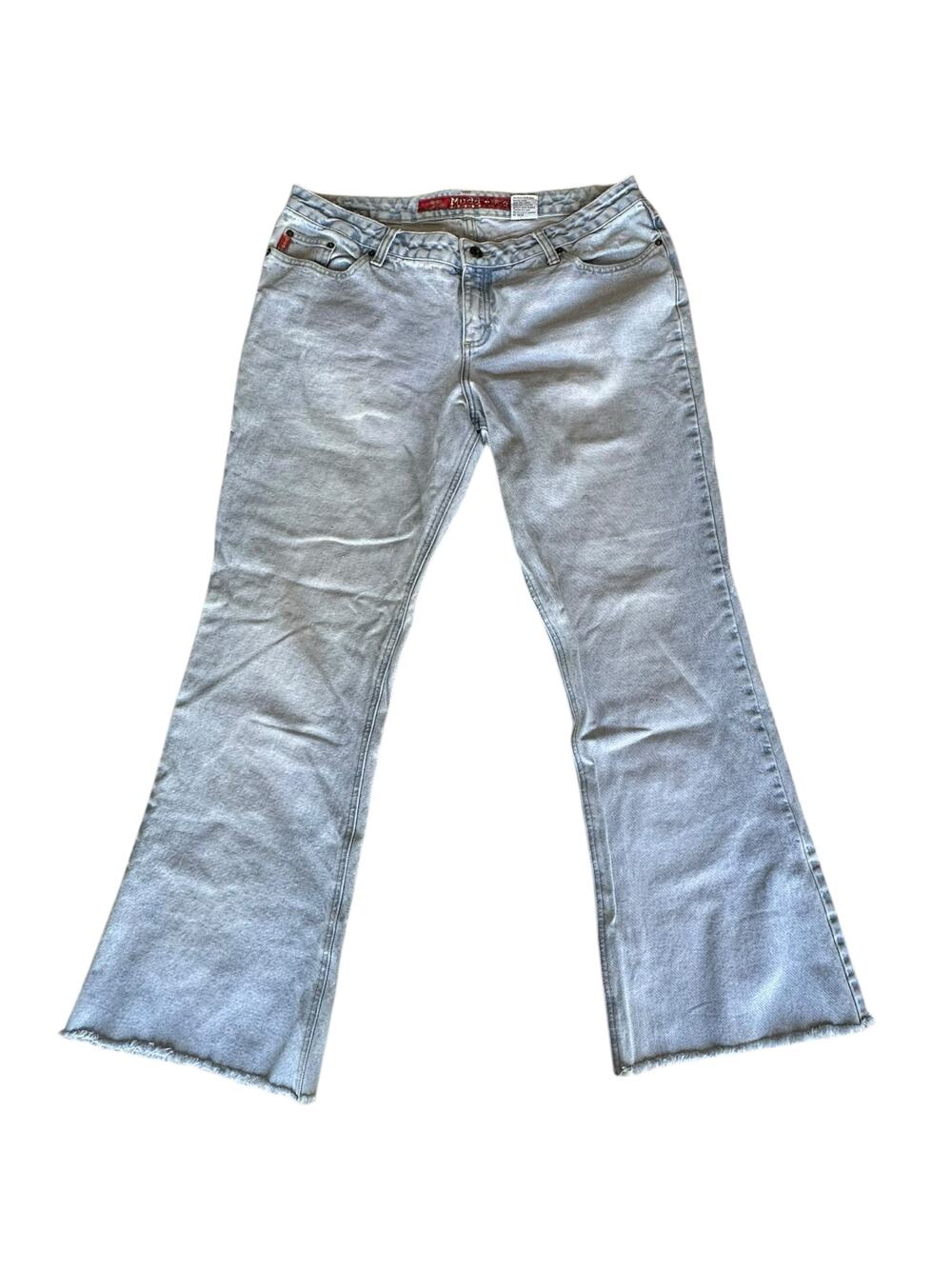Vintage Womens Jeans Mudd Size 17 Juniors Light Blue Denim Wide Leg Frayed Hem